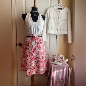 Chic Floral A-Line Skirt in Pink by Mica